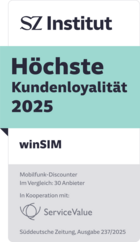 Siegel winSIM - Ausgezeichnet für höchste Kundenloyalität