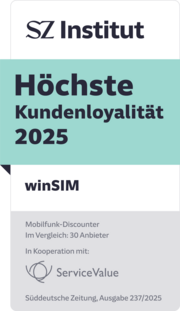 Auszeichnung SZ Institut: höchste Kundenloyalitaet. Zum Artikel