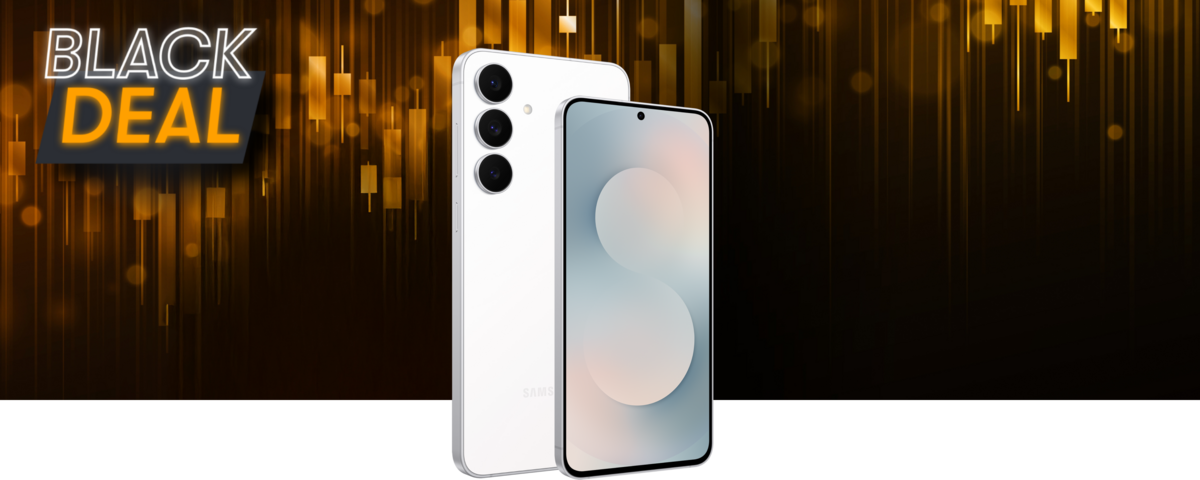 Schriftzug Black Deal und Abbildung Samsung Galaxy S25 Ultra